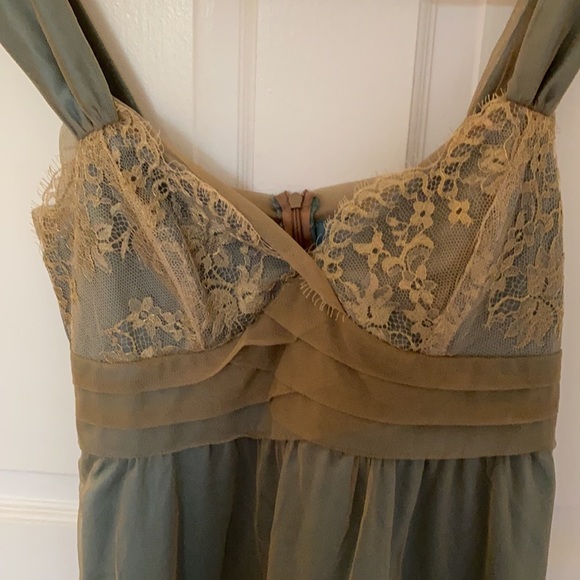 Anthropologie blue dress with gold lace - Picture 5 of 9